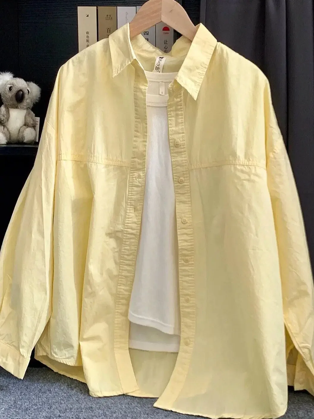 Plus Size Women's Clothing Summer Blue Pure Cotton Shirt Women's Slimming All-match Stacked Base Inner Shirt Long-sleeved Top display picture 17