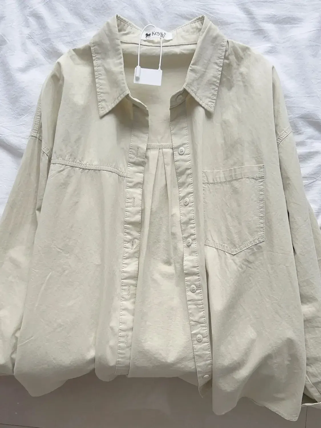 Plus Size Women's Clothing Summer Blue Pure Cotton Shirt Women's Slimming All-match Stacked Base Inner Shirt Long-sleeved Top display picture 22