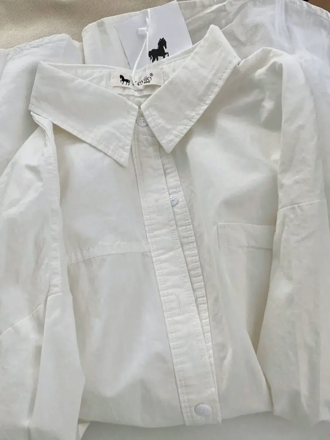 Plus Size Women's Clothing Summer Blue Pure Cotton Shirt Women's Slimming All-match Stacked Base Inner Shirt Long-sleeved Top display picture 23