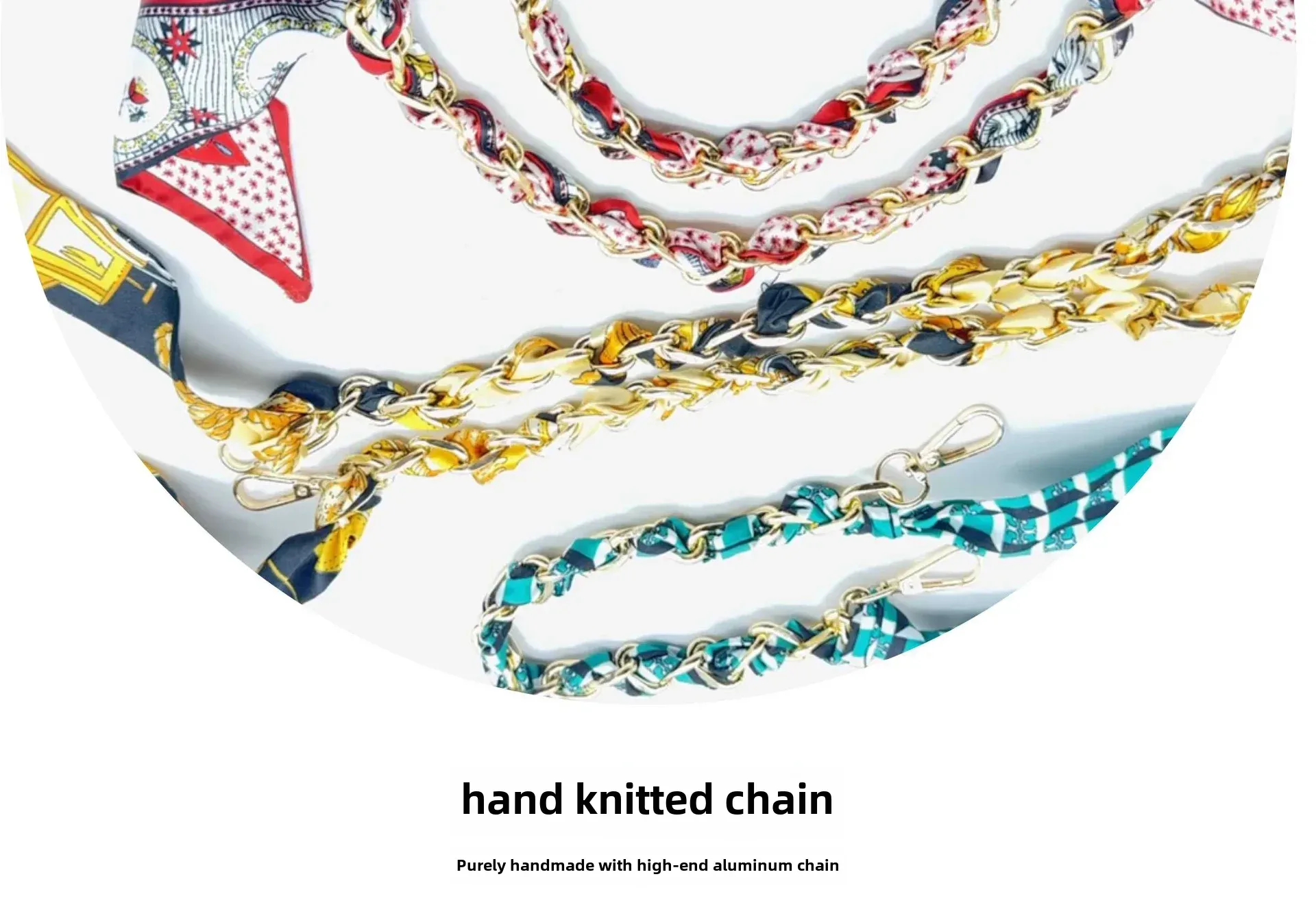 Bag With Silk Scarf Replacement Underarm Bag With Mobile Phone Hanging Chain Bag With Shoulder Strap Short Metal Chain Bag Strap display picture 1