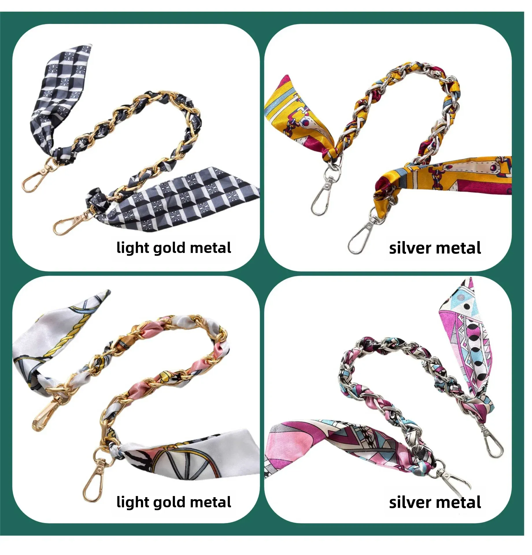 Bag With Silk Scarf Replacement Underarm Bag With Mobile Phone Hanging Chain Bag With Shoulder Strap Short Metal Chain Bag Strap display picture 6