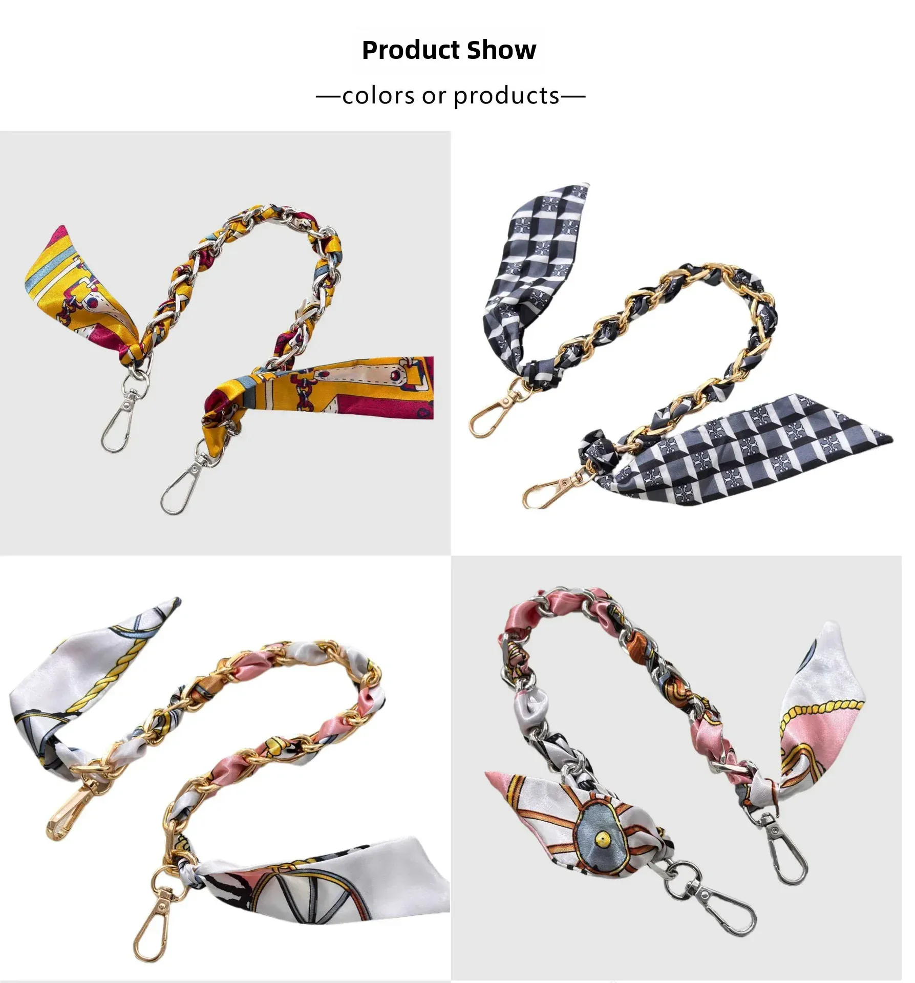 Bag With Silk Scarf Replacement Underarm Bag With Mobile Phone Hanging Chain Bag With Shoulder Strap Short Metal Chain Bag Strap display picture 9