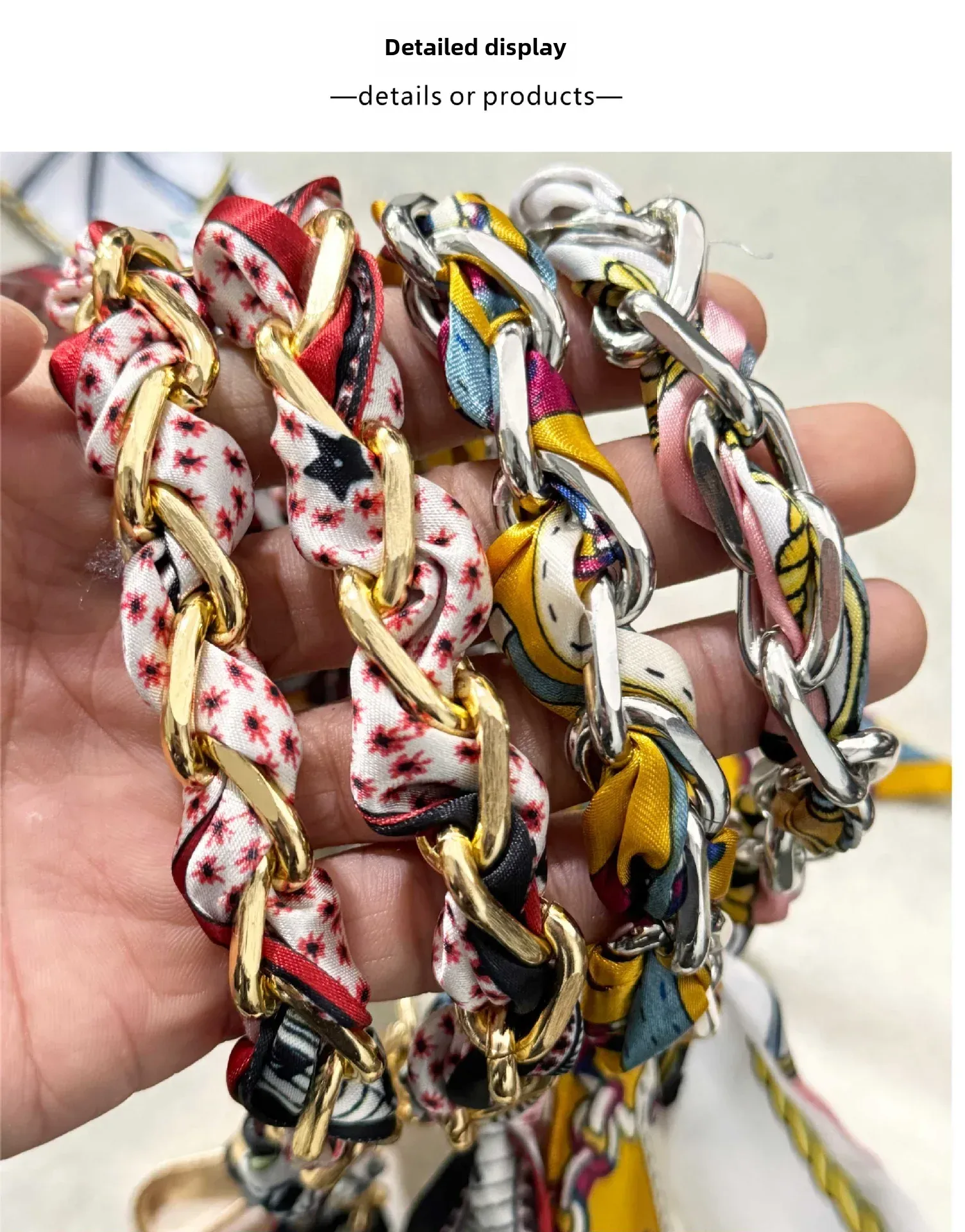 Bag With Silk Scarf Replacement Underarm Bag With Mobile Phone Hanging Chain Bag With Shoulder Strap Short Metal Chain Bag Strap display picture 11