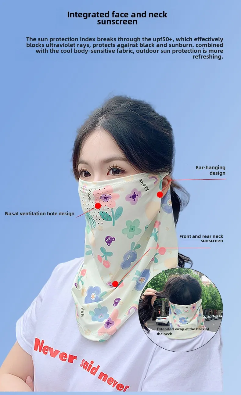 Mask UPF50 Punched New Petal Face Covering Veil Breathable Sunshade Summer Outdoor Sun Protection Veil Mask display picture 3
