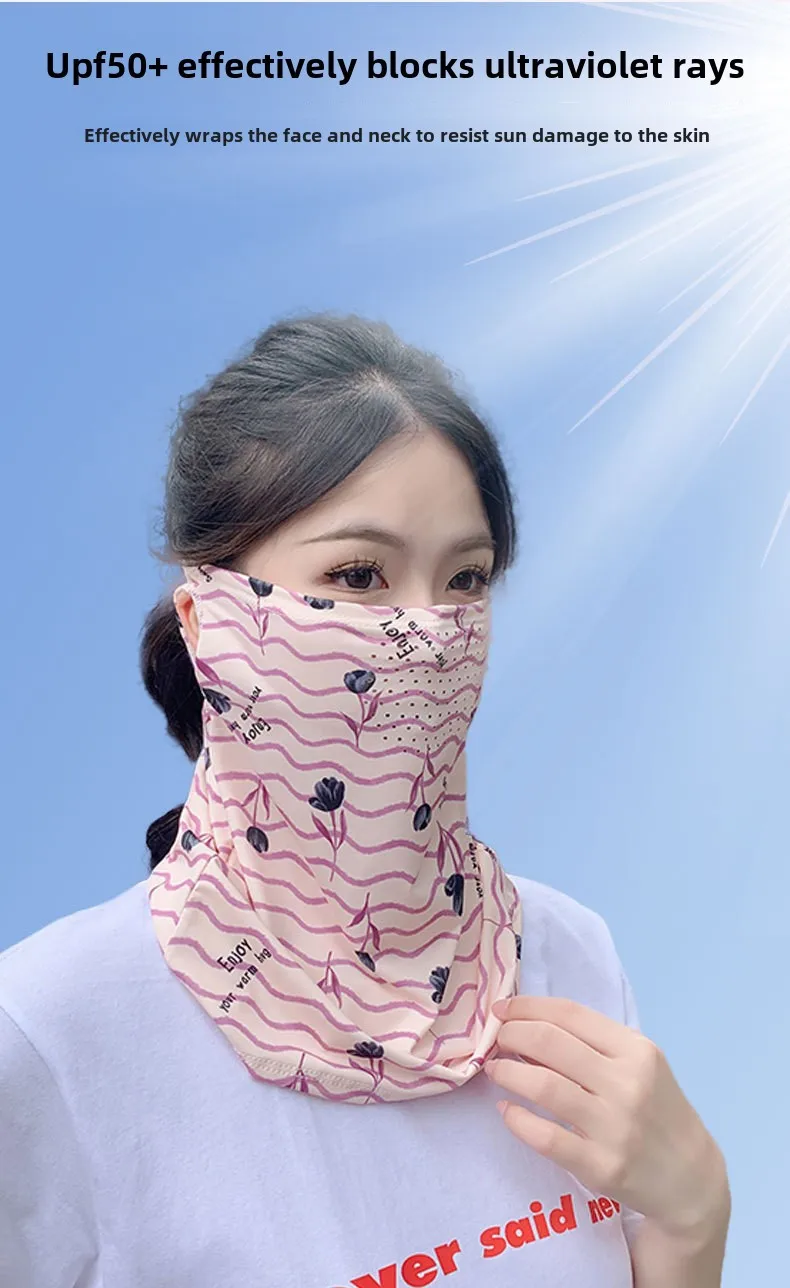 Mask UPF50 Punched New Petal Face Covering Veil Breathable Sunshade Summer Outdoor Sun Protection Veil Mask display picture 4