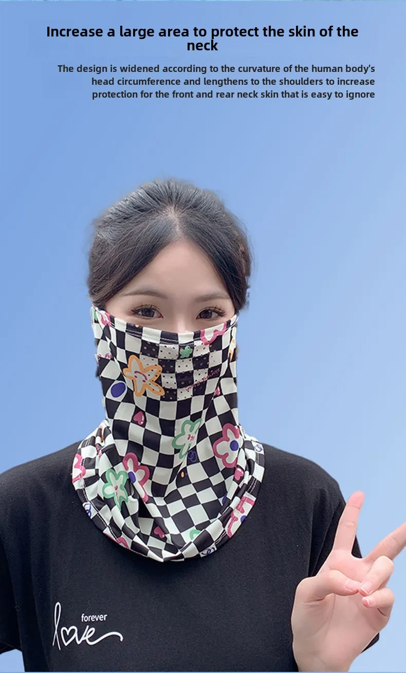 Mask UPF50 Punched New Petal Face Covering Veil Breathable Sunshade Summer Outdoor Sun Protection Veil Mask display picture 6