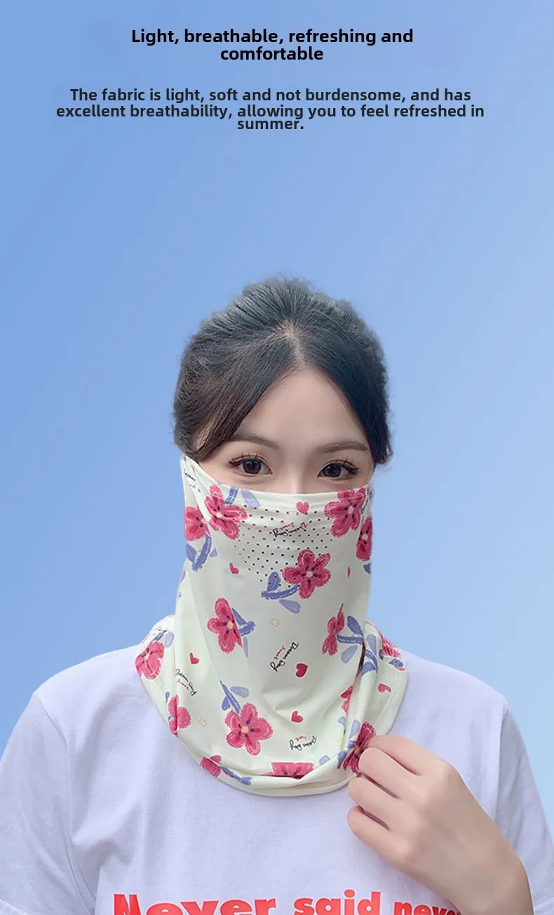 Mask UPF50 Punched New Petal Face Covering Veil Breathable Sunshade Summer Outdoor Sun Protection Veil Mask display picture 7