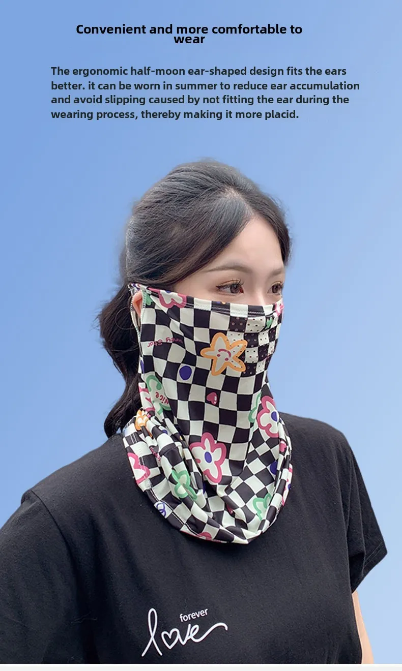 Mask UPF50 Punched New Petal Face Covering Veil Breathable Sunshade Summer Outdoor Sun Protection Veil Mask display picture 8