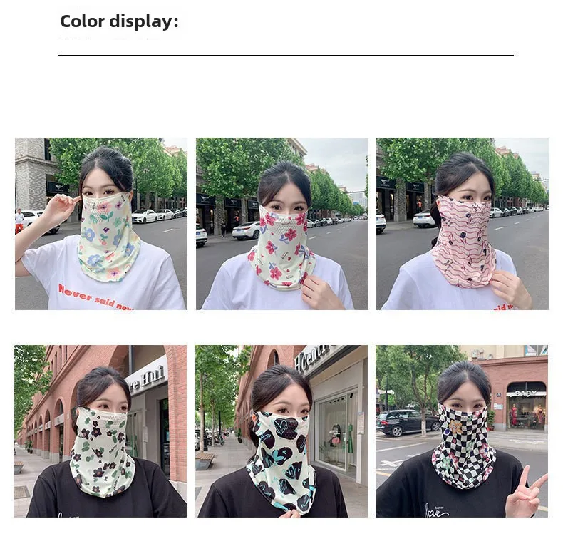 Mask UPF50 Punched New Petal Face Covering Veil Breathable Sunshade Summer Outdoor Sun Protection Veil Mask display picture 10