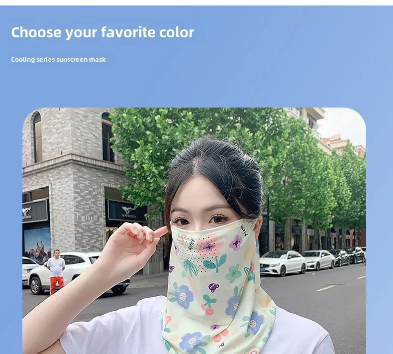 Mask UPF50 Punched New Petal Face Covering Veil Breathable Sunshade Summer Outdoor Sun Protection Veil Mask display picture 11