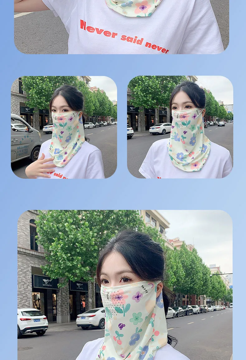 Mask UPF50 Punched New Petal Face Covering Veil Breathable Sunshade Summer Outdoor Sun Protection Veil Mask display picture 12