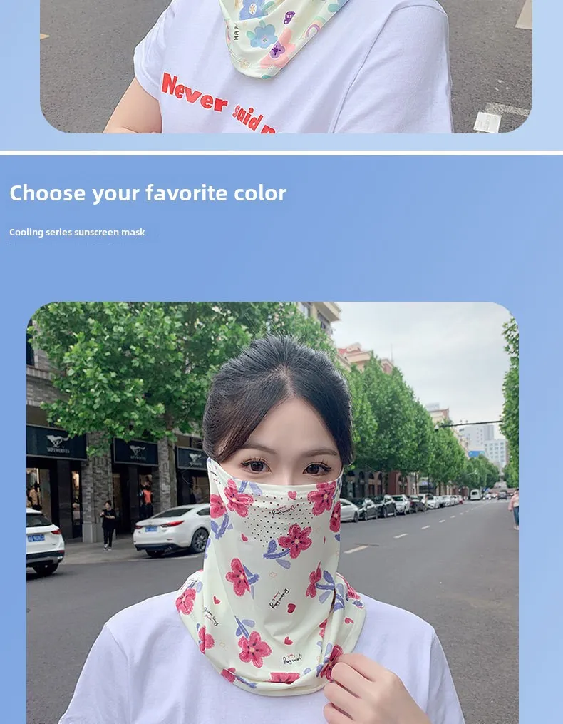 Mask UPF50 Punched New Petal Face Covering Veil Breathable Sunshade Summer Outdoor Sun Protection Veil Mask display picture 13
