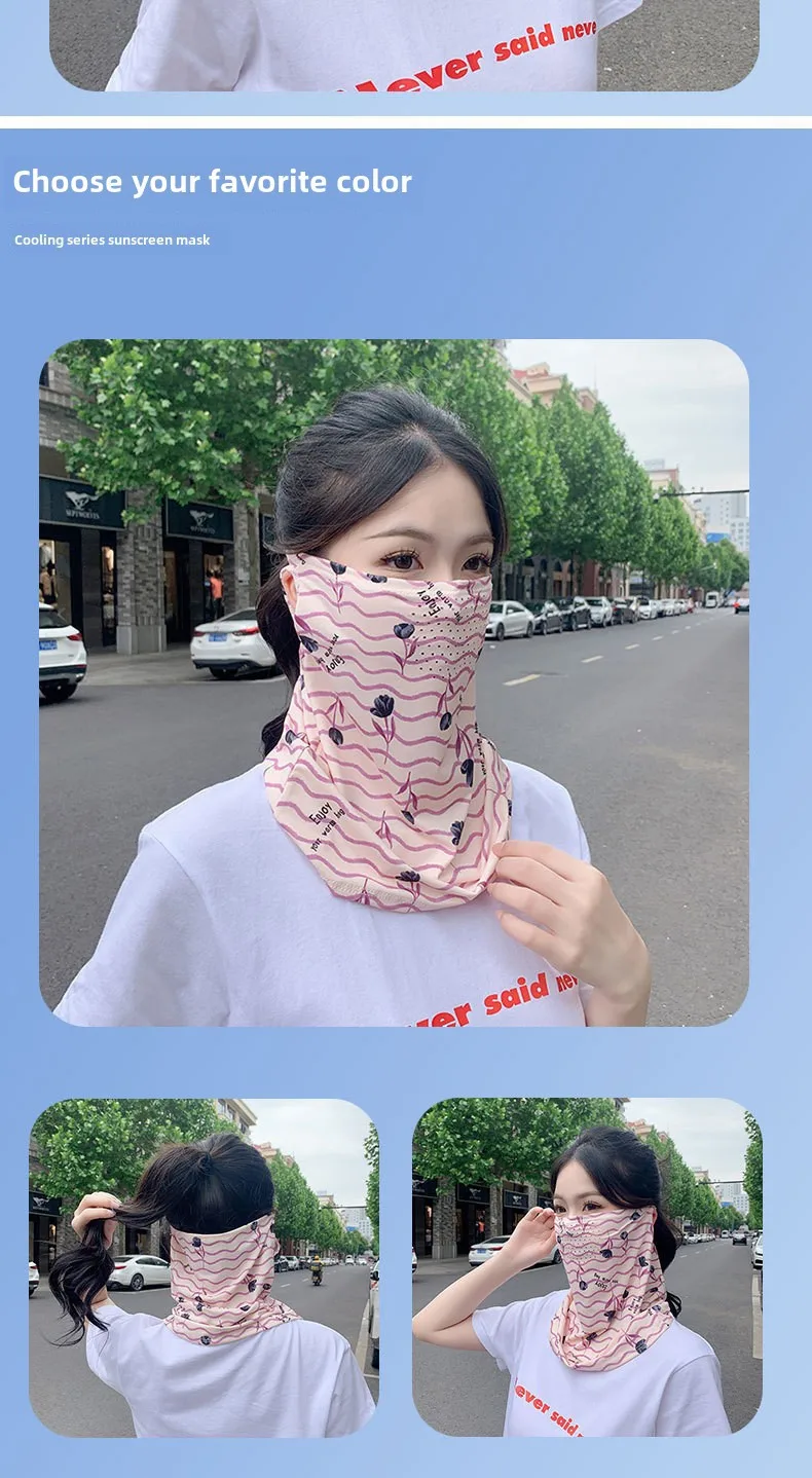Mask UPF50 Punched New Petal Face Covering Veil Breathable Sunshade Summer Outdoor Sun Protection Veil Mask display picture 14