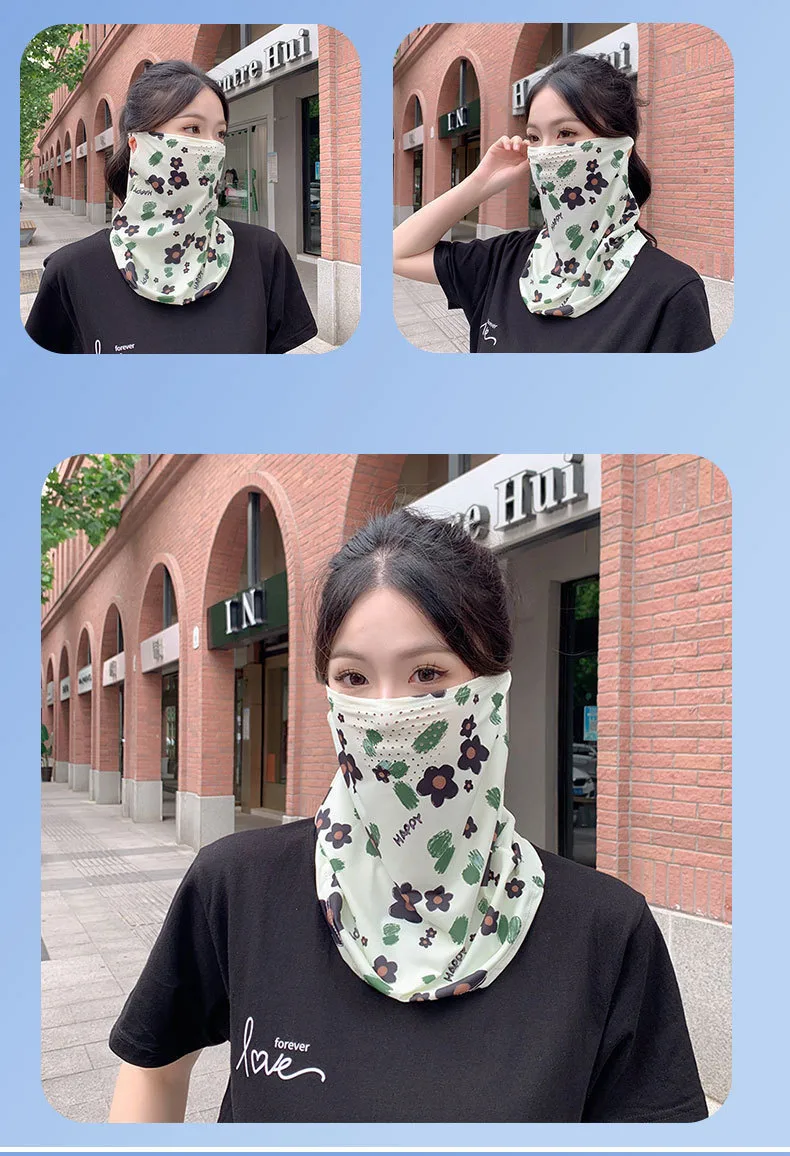 Mask UPF50 Punched New Petal Face Covering Veil Breathable Sunshade Summer Outdoor Sun Protection Veil Mask display picture 16