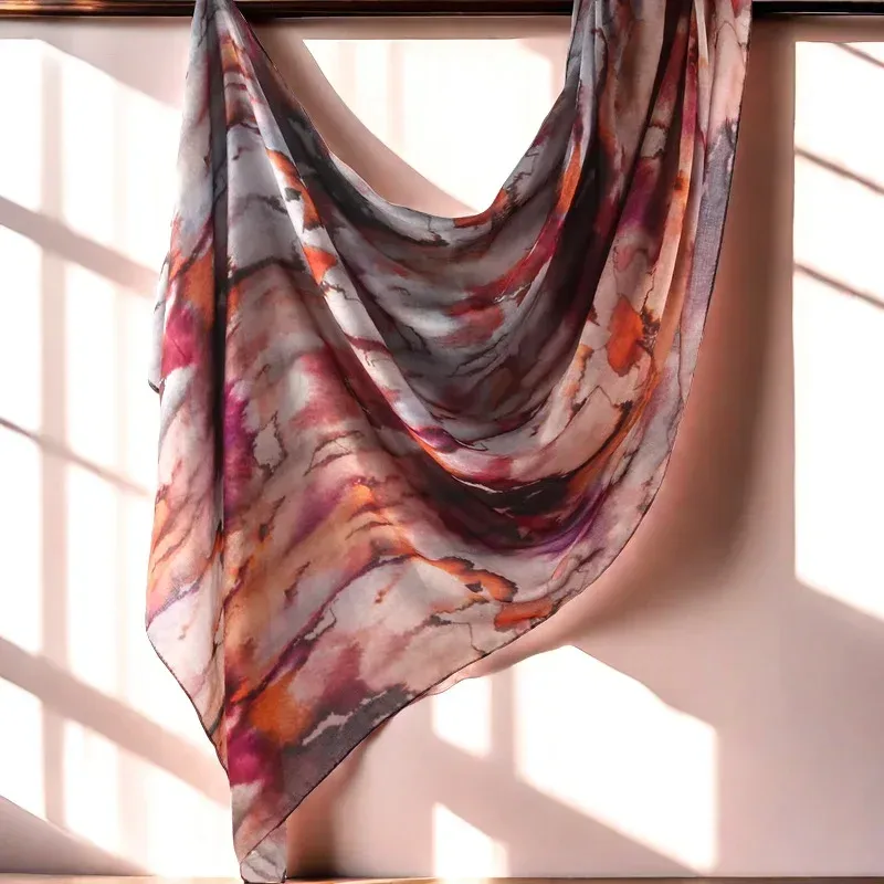 Hot Sale Watercolor Collection Modal Cotton Shawl Satin Printed Scarf Ethnic Head Scarf Women Scarf display picture 5