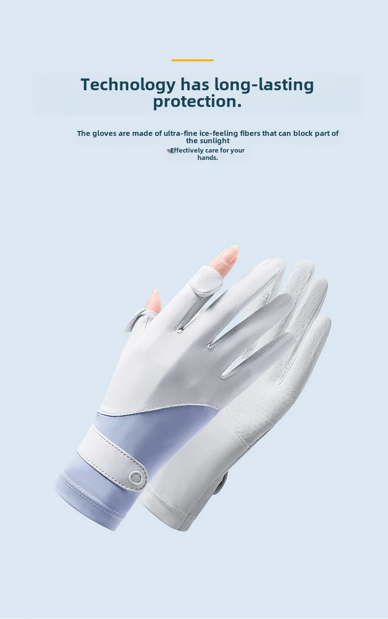 Zhao Dengsheng Sunscreen Gloves Women's Summer Outdoor Sports Non-slip Exposure Finger Touch Screen Flip Cover Ice Silk Thin Riding Gloves display picture 7