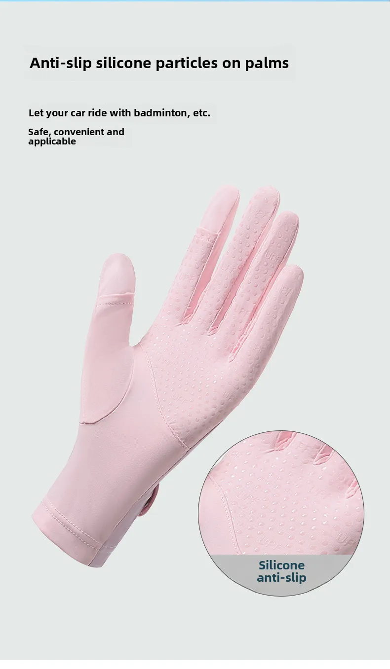 Zhao Dengsheng Sunscreen Gloves Women's Summer Outdoor Sports Non-slip Exposure Finger Touch Screen Flip Cover Ice Silk Thin Riding Gloves display picture 13