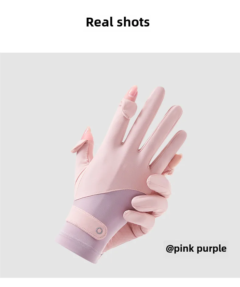 Zhao Dengsheng Sunscreen Gloves Women's Summer Outdoor Sports Non-slip Exposure Finger Touch Screen Flip Cover Ice Silk Thin Riding Gloves display picture 15