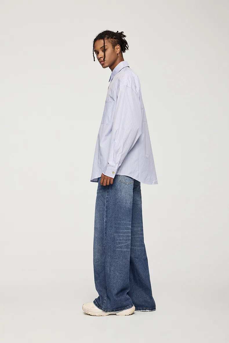 Jie Zhan Men's Wear | Classic Mop Pants  Fall/Winter New Fashion Brand American Street Spray Ma Ji Wash Jeans display picture 3