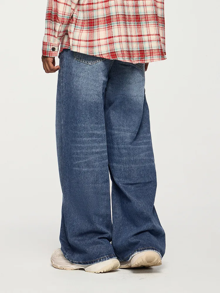 Jie Zhan Men's Wear | Classic Mop Pants  Fall/Winter New Fashion Brand American Street Spray Ma Ji Wash Jeans display picture 7