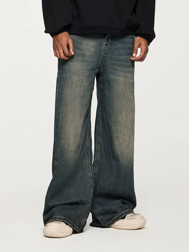 Jie Zhan Men's Wear | Classic Mop Pants  Fall/Winter New Fashion Brand American Street Spray Ma Ji Wash Jeans display picture 14