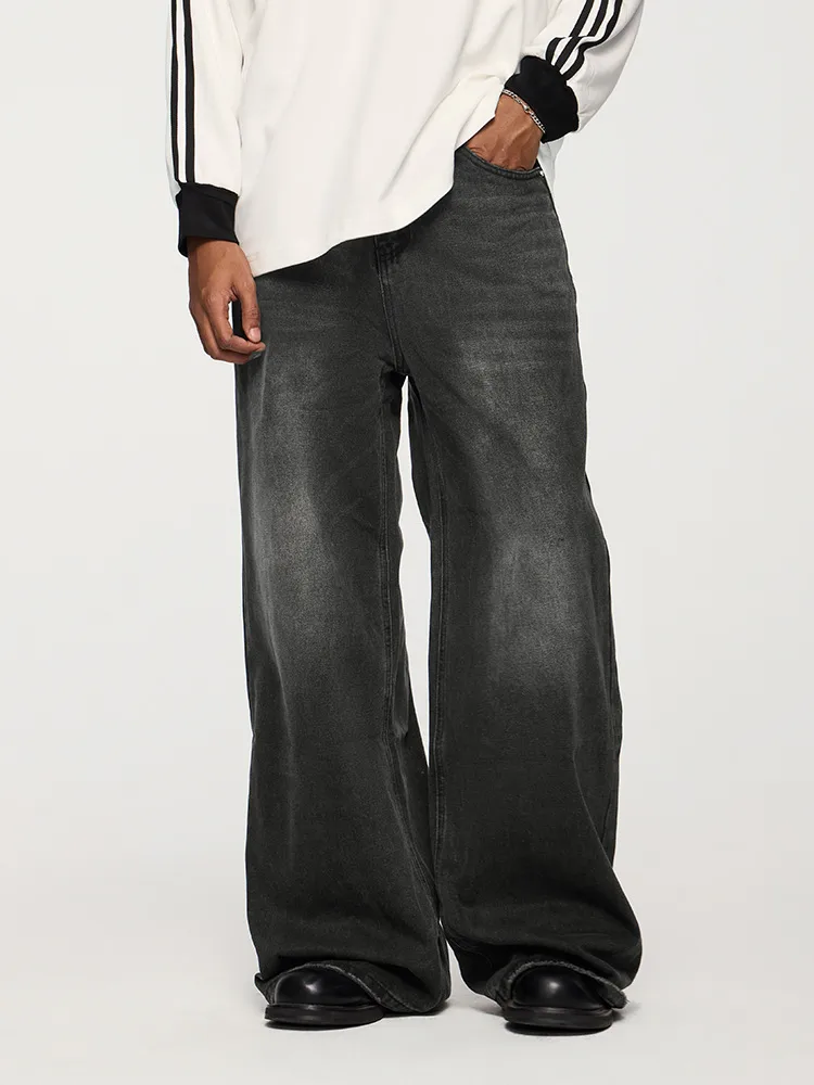 Jie Zhan Men's Wear | Classic Mop Pants  Fall/Winter New Fashion Brand American Street Spray Ma Ji Wash Jeans display picture 15