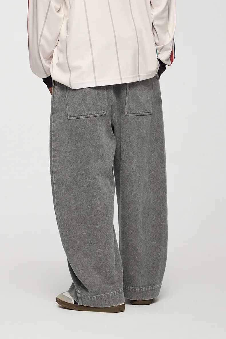Inf Men's Wear | Washed And Distressed Denim Pants  Autumn And Winter New American Trendy Brand Washed Loose Floor Mopping Pants display picture 5