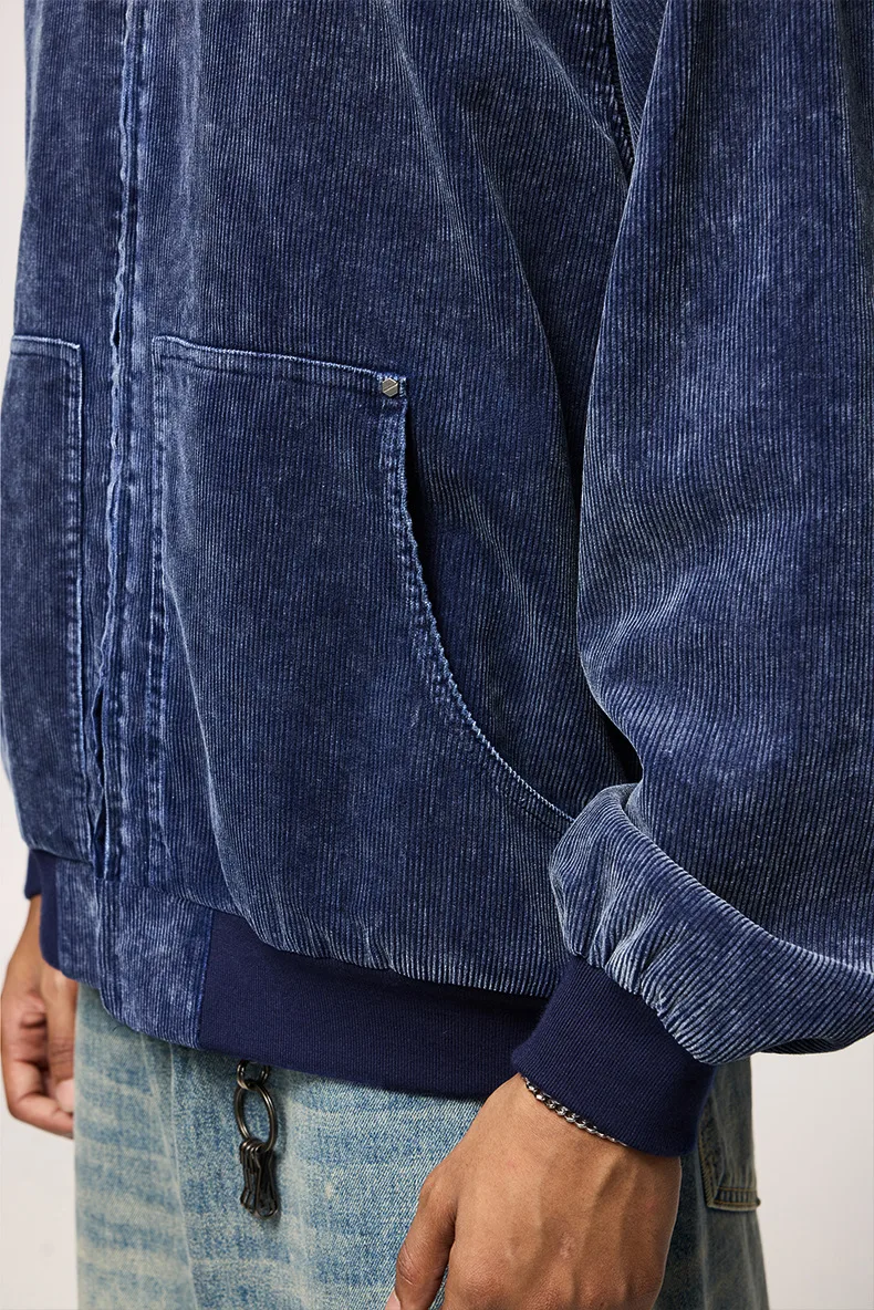 Inf Men's Wear | Washed Corduroy Hooded Jacket  Autumn And Winter New Trendy Brand Short Jacket Cardigan Sweatshirt display picture 7