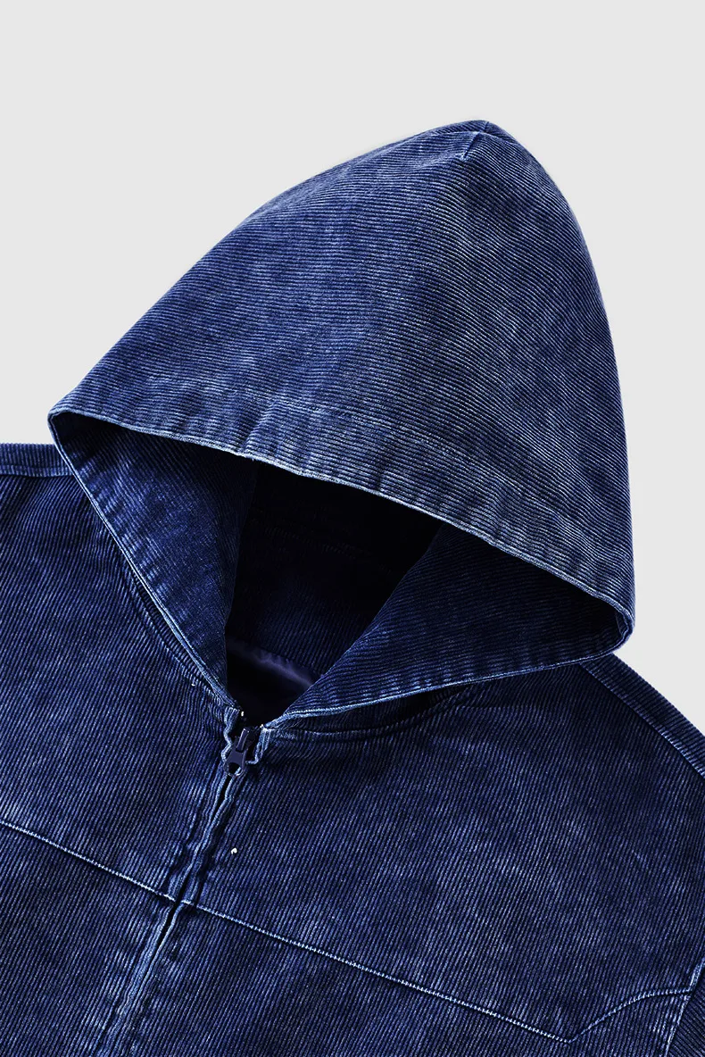 Inf Men's Wear | Washed Corduroy Hooded Jacket  Autumn And Winter New Trendy Brand Short Jacket Cardigan Sweatshirt display picture 8