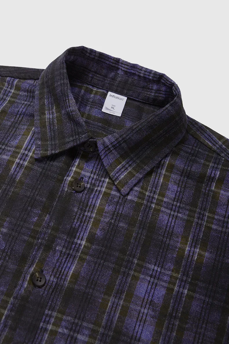 INF Men's Wear | Dirty Dyed Plaid Shirt  Fall/Winter New Waste Soil Wind Dirtyfit Loose Plaid Shirt display picture 9
