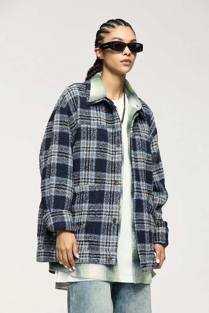 Inf Men's Wear | Woolen Jacket Jacket  Autumn And Winter New Trendy Brand Retro Plaid Plaid Loose Casual Shirt display picture 4