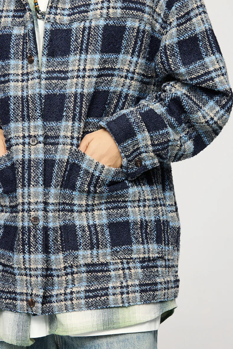 Inf Men's Wear | Woolen Jacket Jacket  Autumn And Winter New Trendy Brand Retro Plaid Plaid Loose Casual Shirt display picture 5