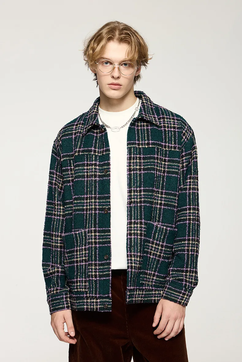 Inf Men's Wear | Woolen Jacket Jacket  Autumn And Winter New Trendy Brand Retro Plaid Plaid Loose Casual Shirt display picture 7