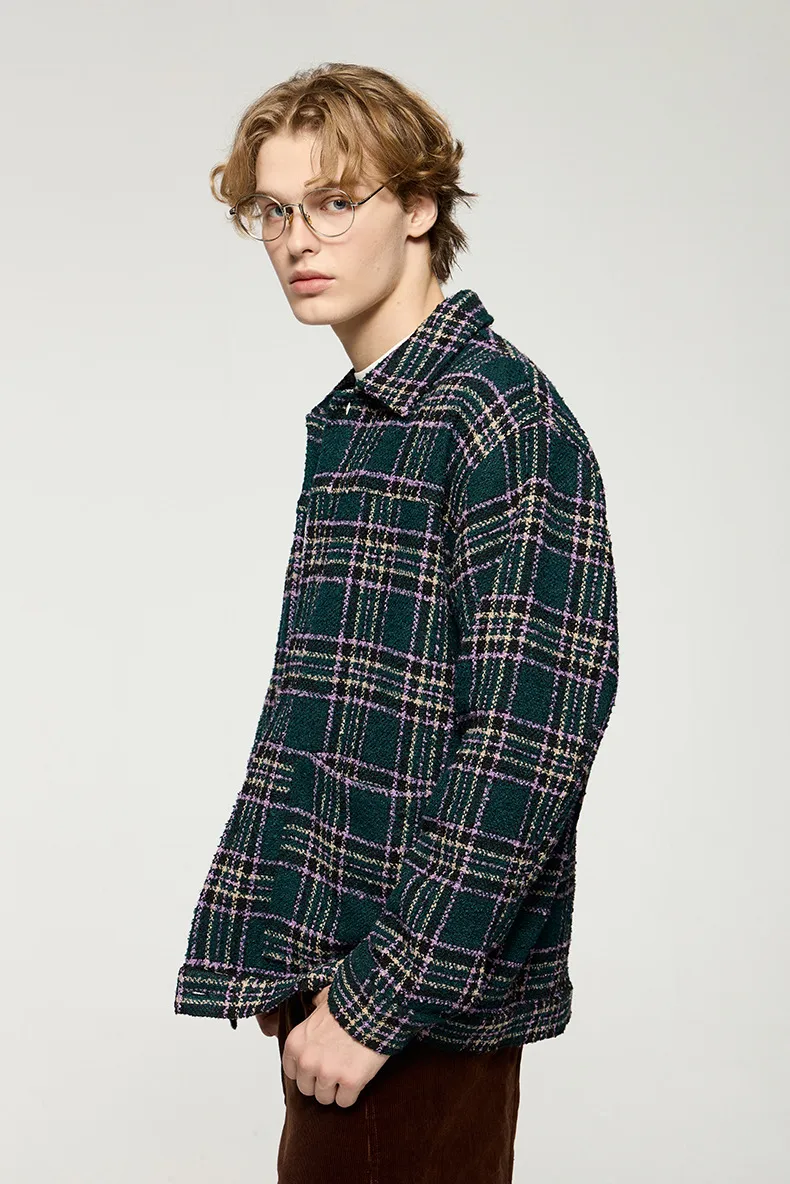 Inf Men's Wear | Woolen Jacket Jacket  Autumn And Winter New Trendy Brand Retro Plaid Plaid Loose Casual Shirt display picture 8