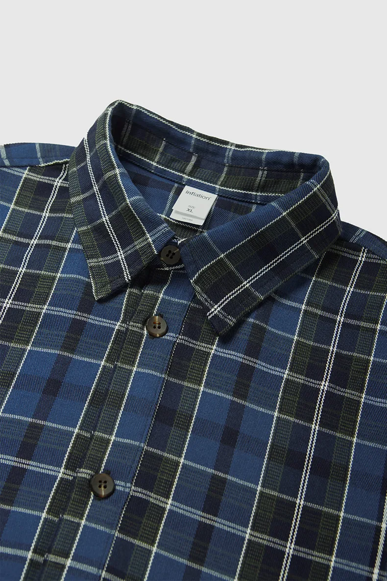 Inf Men's Wear | Blue And Black Plaid Shirt  Autumn And Winter New Trendy Brand American Style Cardigan Without Flap Pocket Pantss Can Be Worn Inside Or Outside display picture 7