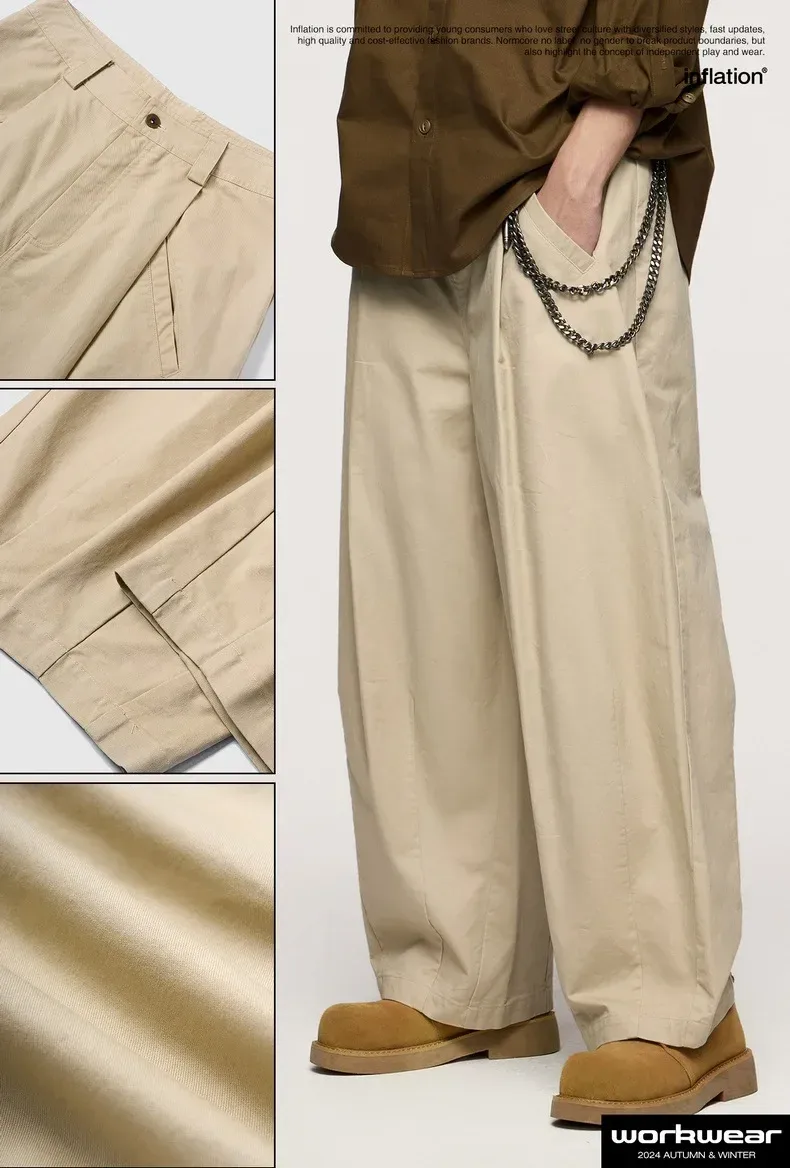 ABS Men's | Thick Dense Twill Deep Pleated Wide Leg Pants  Autumn And Winter New Fashion Brand Overalls New Casual Pants display picture 2