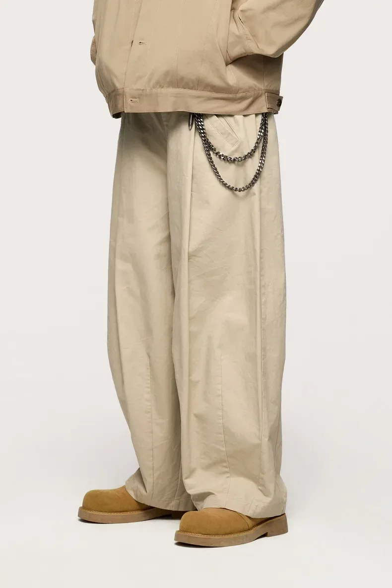 ABS Men's | Thick Dense Twill Deep Pleated Wide Leg Pants  Autumn And Winter New Fashion Brand Overalls New Casual Pants display picture 5