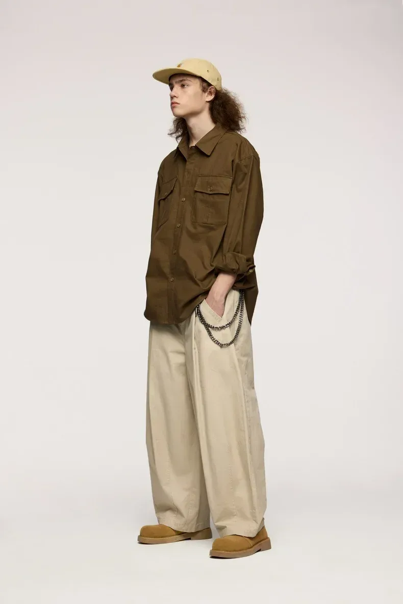 ABS Men's | Thick Dense Twill Deep Pleated Wide Leg Pants  Autumn And Winter New Fashion Brand Overalls New Casual Pants display picture 7