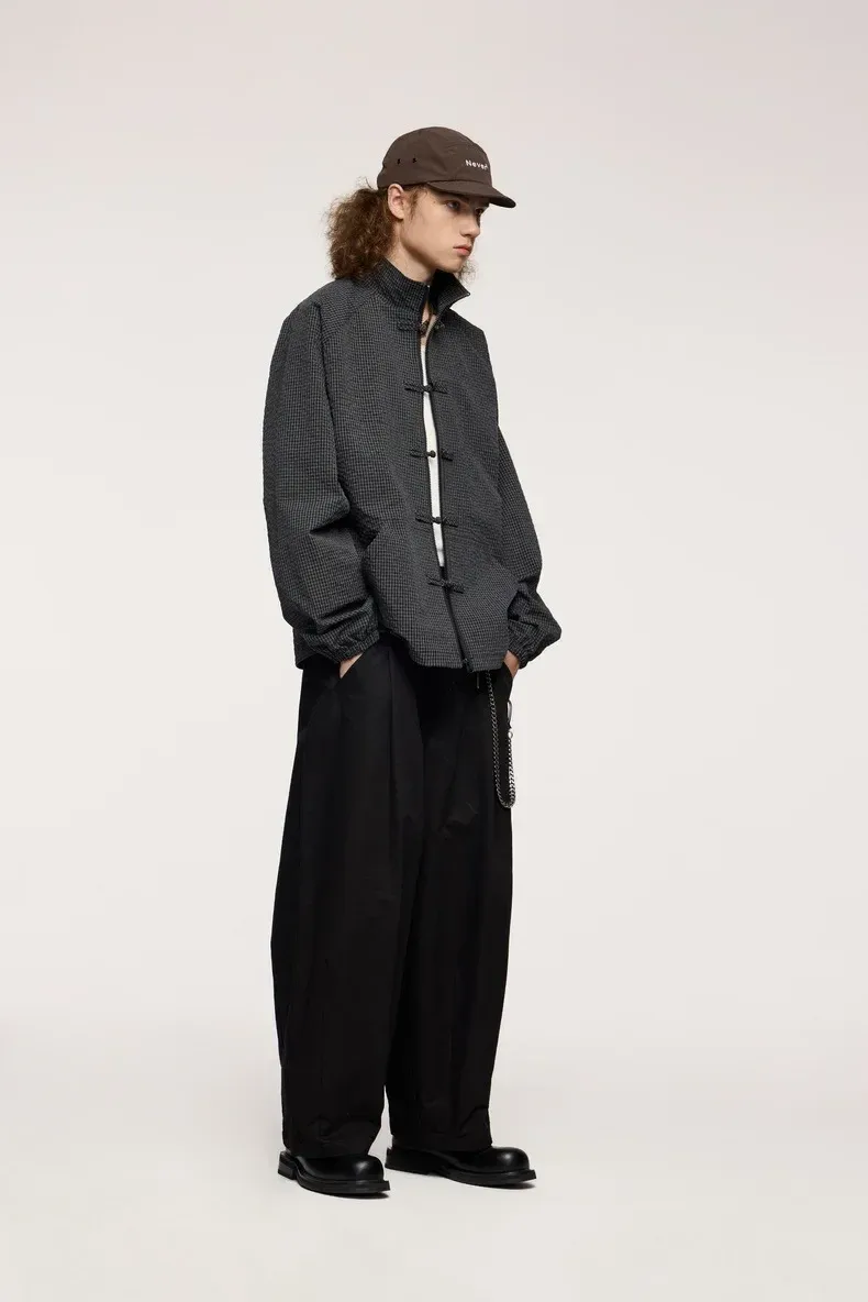 ABS Men's | Thick Dense Twill Deep Pleated Wide Leg Pants  Autumn And Winter New Fashion Brand Overalls New Casual Pants display picture 9