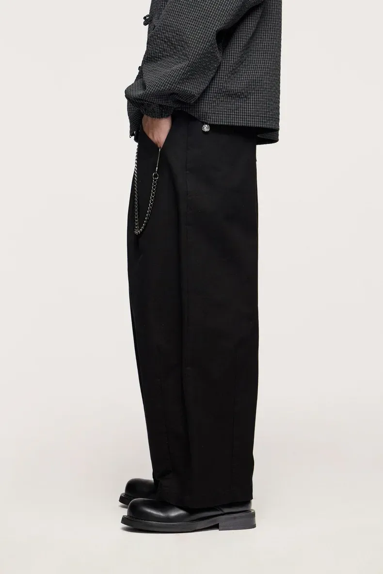 ABS Men's | Thick Dense Twill Deep Pleated Wide Leg Pants  Autumn And Winter New Fashion Brand Overalls New Casual Pants display picture 10