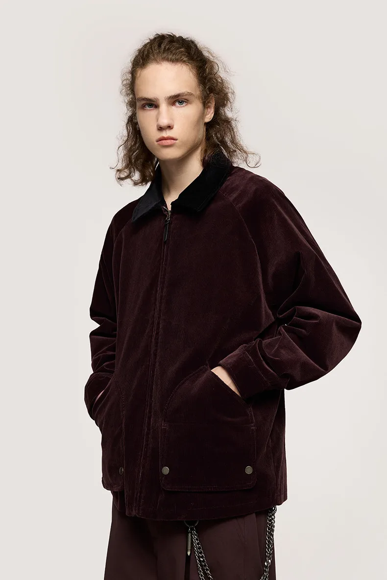 INF Men's Wear | Corduroy Collar Workwear Jacket Coat  Autumn And Winter New Retro New Loose Personality Pocket display picture 7