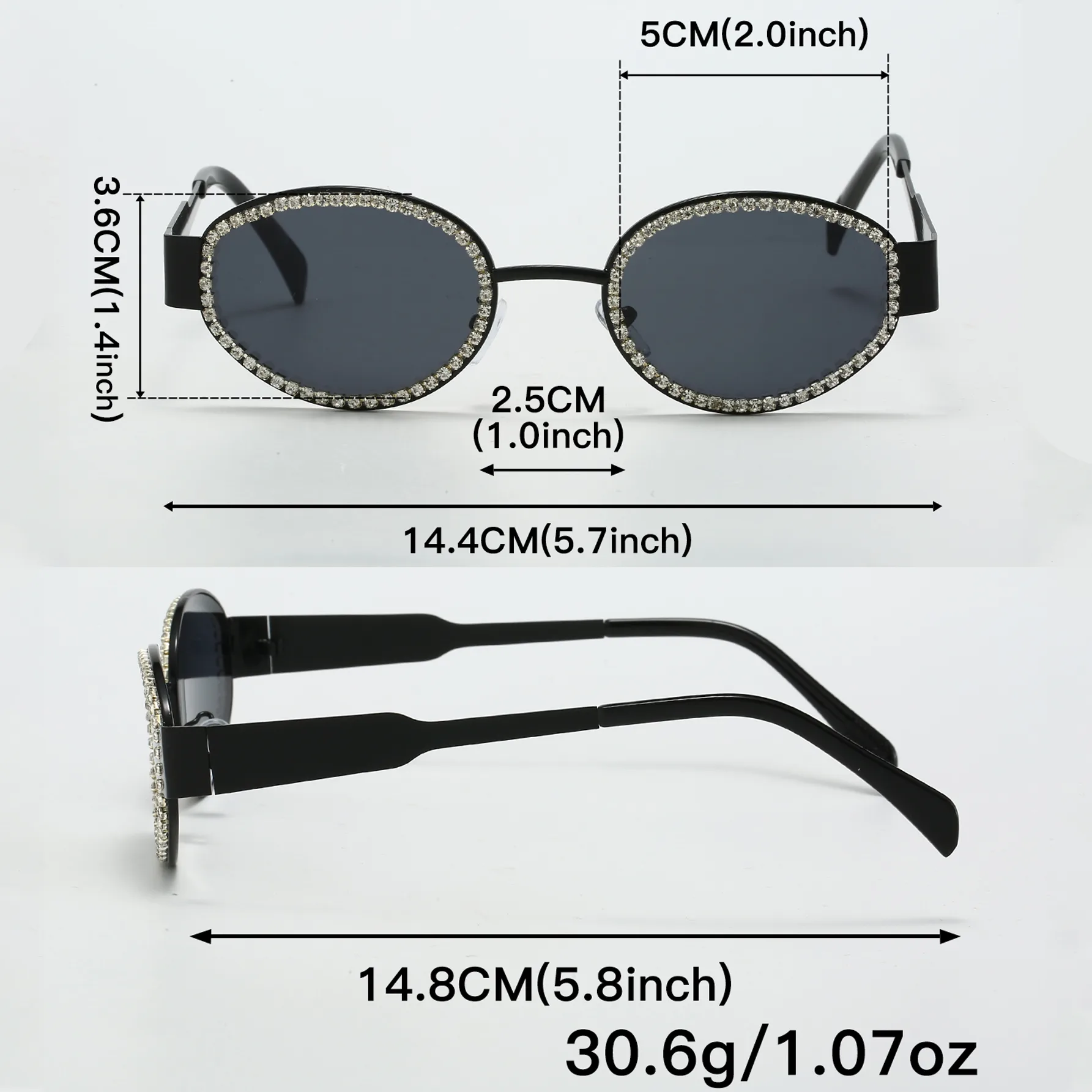 Y2K Elegant Glam Solid Color Ac UV400 Protection Oval Frame Inlay Full Frame Glasses display picture 1
