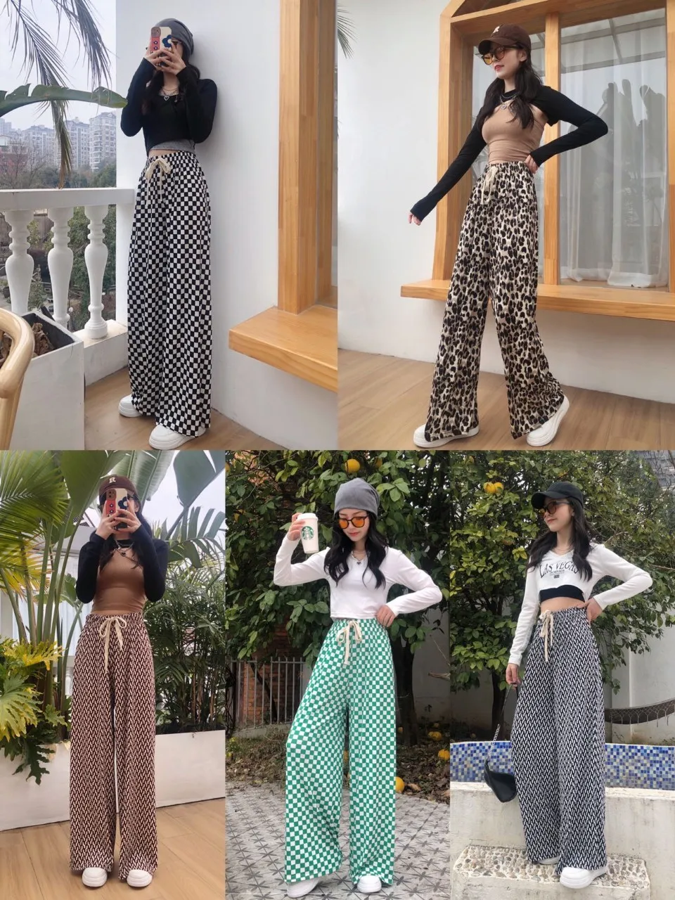 Plaid Wide-leg Pants For Women Summer Thin High Waist Draping All-match Ice Silk Chessboard Plaid Cool Straight Pants display picture 2
