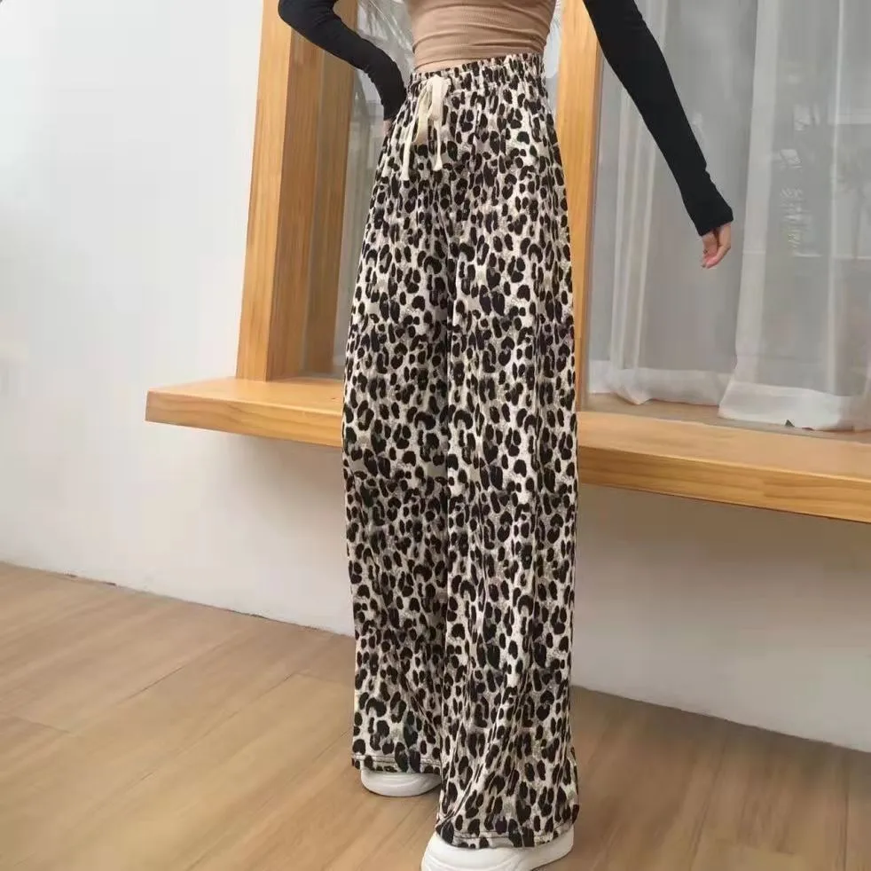 Plaid Wide-leg Pants For Women Summer Thin High Waist Draping All-match Ice Silk Chessboard Plaid Cool Straight Pants display picture 7