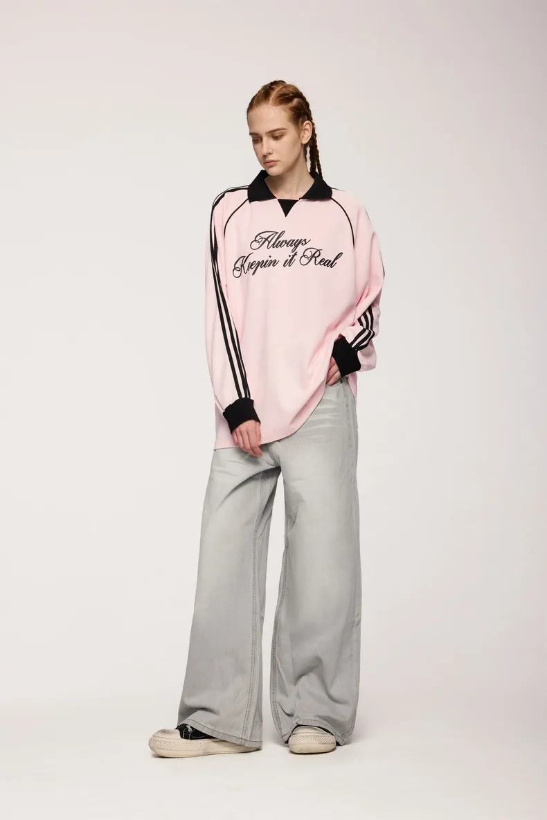 INF Men's | Sporty Chic Lapel Long Sleeve T-shirt  Fall/Winter Fashion Brand New Retro Sports Long T display picture 4
