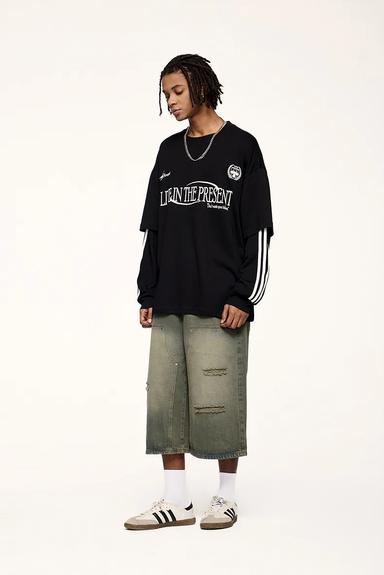 INF Men's | Sporty Chic Fake Two-piece Long Sleeve T-shirt  Fall/Winter New Fashion Brand Loose Jacket Men display picture 5