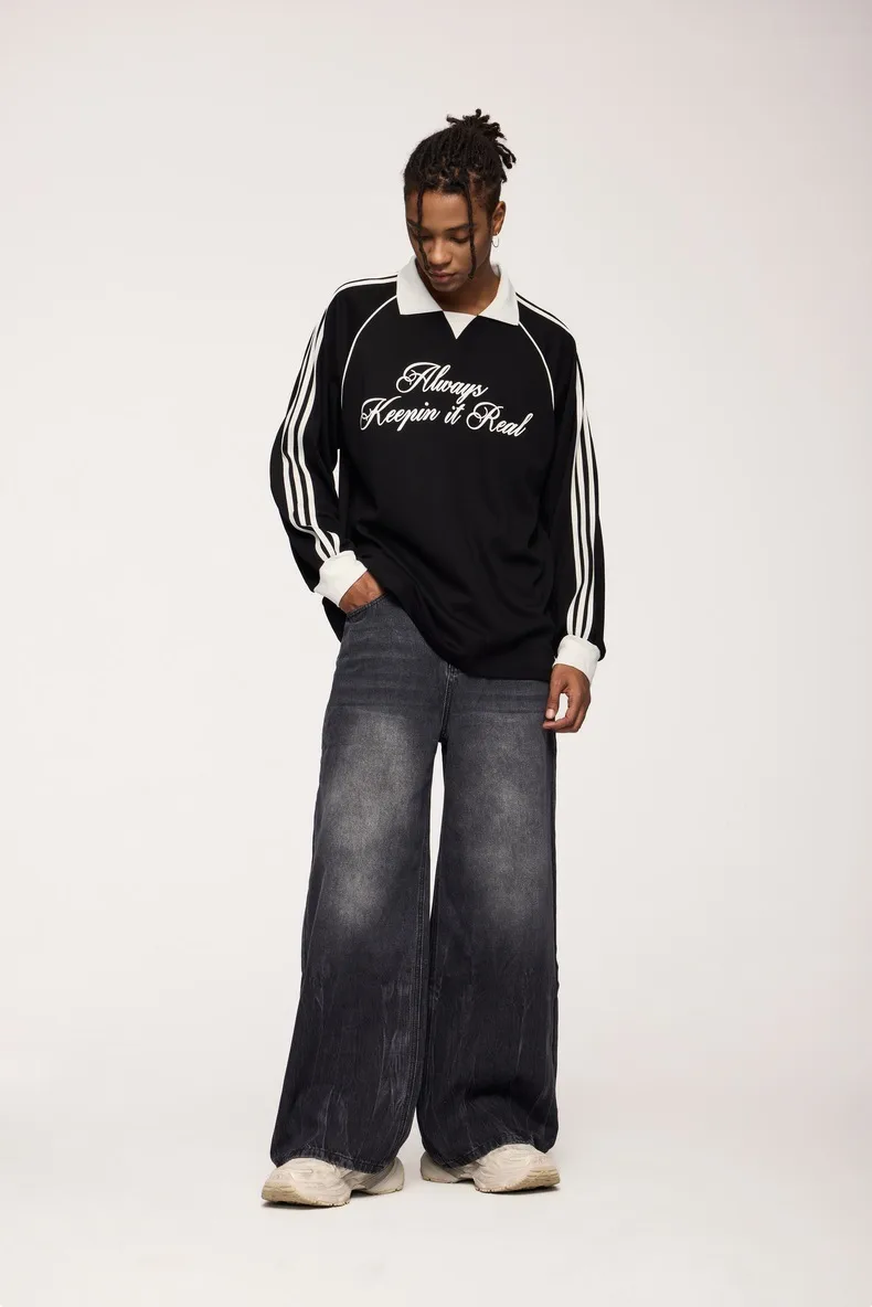 INF Men's | Sporty Chic Lapel Long Sleeve T-shirt  Fall/Winter Fashion Brand New Retro Sports Long T display picture 6