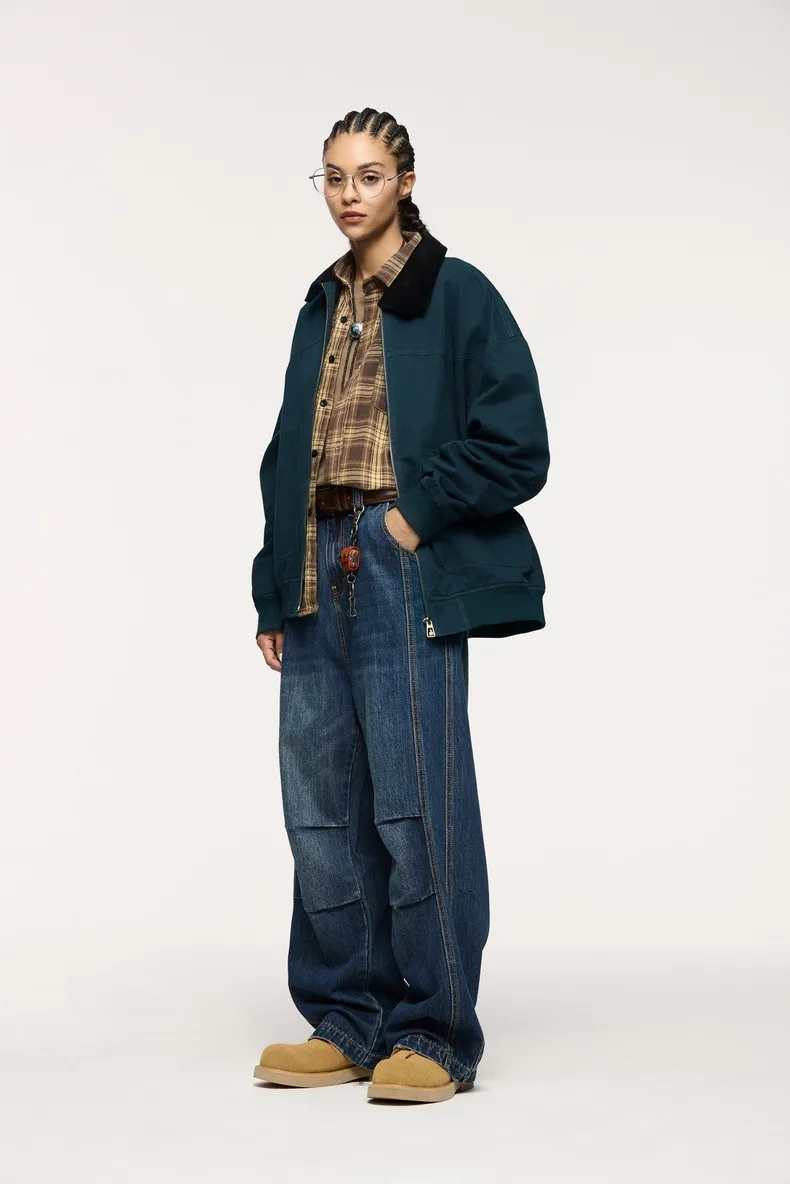 Jetshow Men's Wear | Twill Corduroy Detroit Jacket Coat  Season Spring Retro Contrast Lapel Worker display picture 4