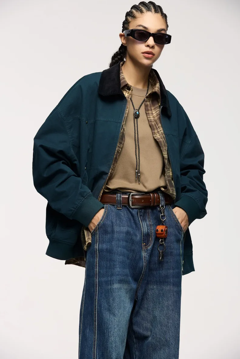 Jetshow Men's Wear | Twill Corduroy Detroit Jacket Coat  Season Spring Retro Contrast Lapel Worker display picture 6