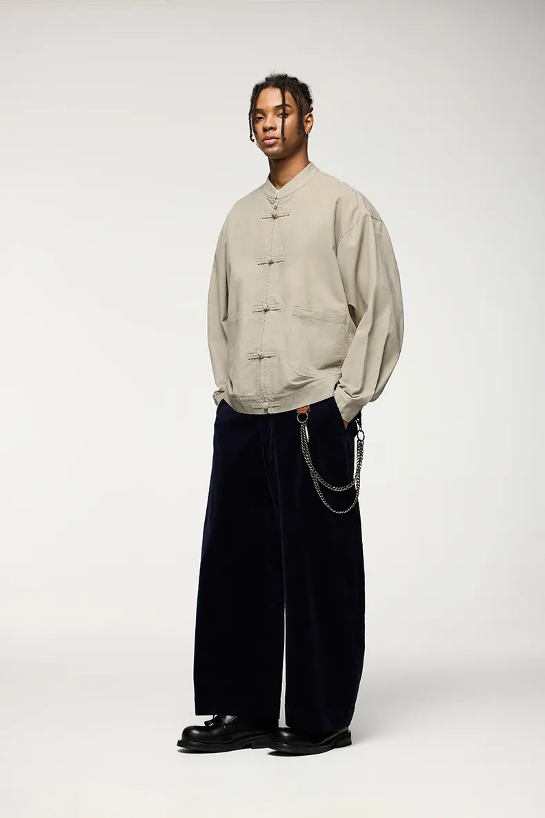 INF Men's | New Chinese Thick Dense Frock Zipper Jacket  Fall/Winter New Guofeng Buckle Twill Jacket Men display picture 2